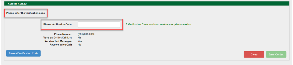 SmartHub Confirm Phone Contact