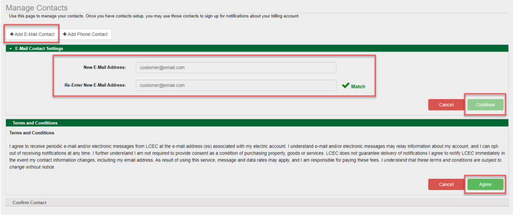SmartHub menu Manage Contacts page